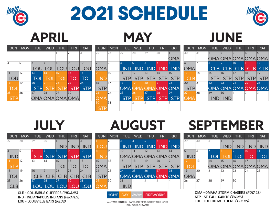 Icubs Schedule 2022 It's Here: 2021 Iowa Cubs Dates Released | Cityview